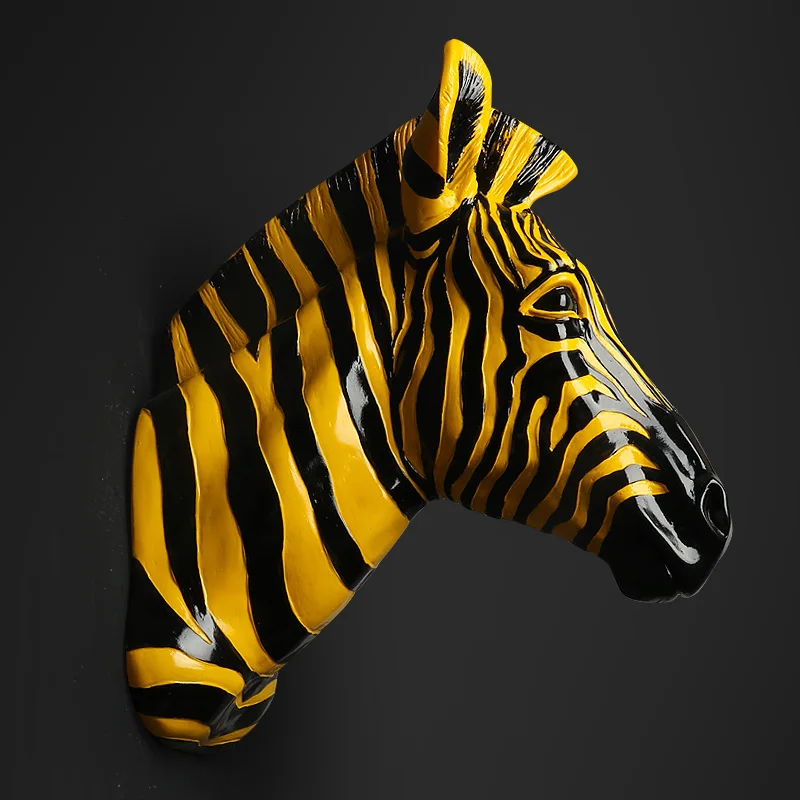 

Home Decoration Accessories Furnishing Animal Spot Horse Pendant Wall Above The Mural Decorations Zebra head statue sculpture