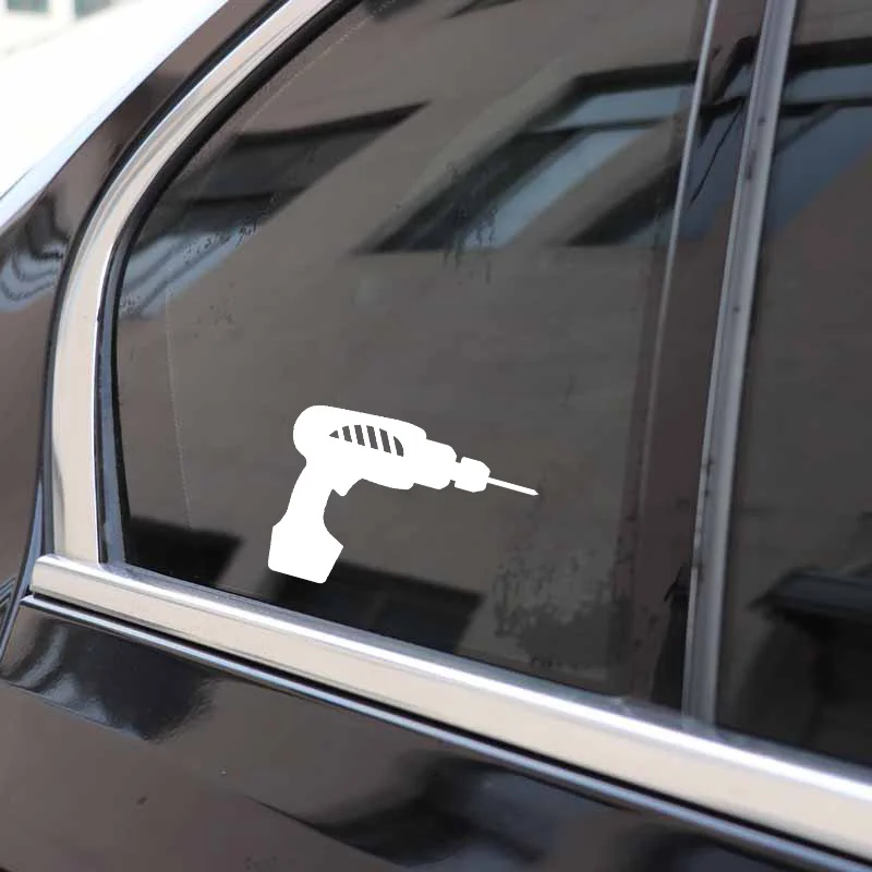 

YJZT 14.3CM*10.1CM Repair Drilling Tool Drill Decal Vinly Black/Silver Car Sticker C22-0496
