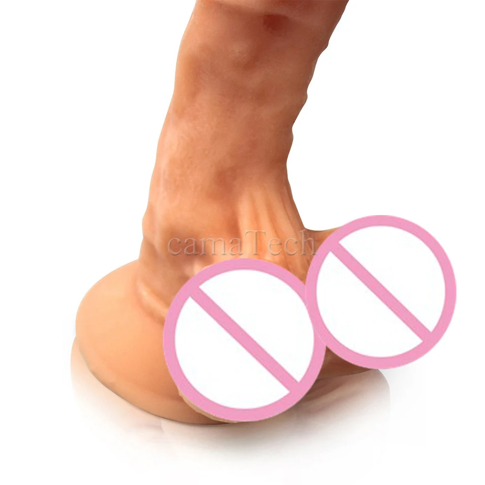 Силиконовый реалистичный фаллоимитатор на присоске член с шариками киска точка G