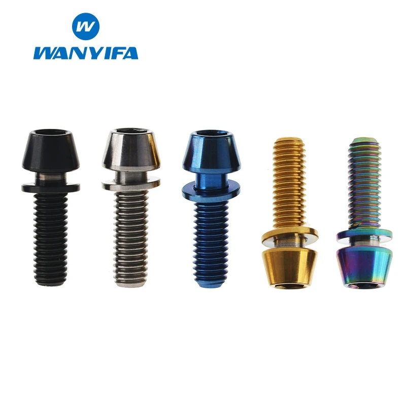Wanyifa M5x16mm M5x18mm M5x20mm коническая головка Винт С Титановым болтом с шайбой для руля велосипеда синий черный титан радуга золото