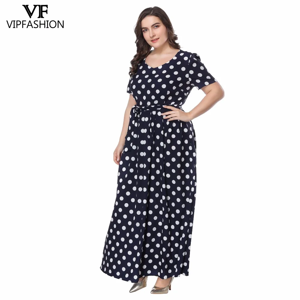 Женское Повседневное платье в горошек VIP до щиколотки с круглым вырезом и