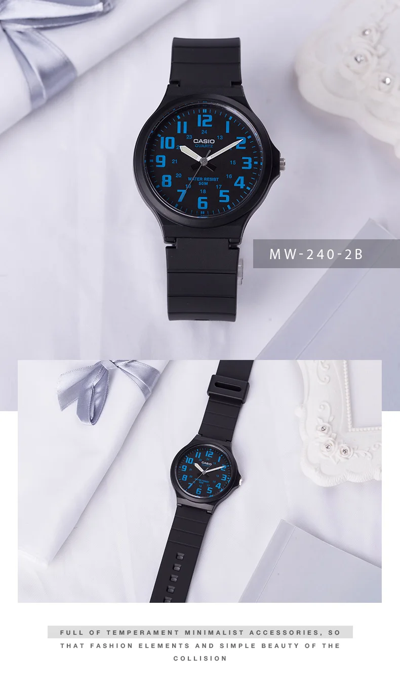 Casio Часы Указатель серии модные кварцевые мужские часы MW-240-2B