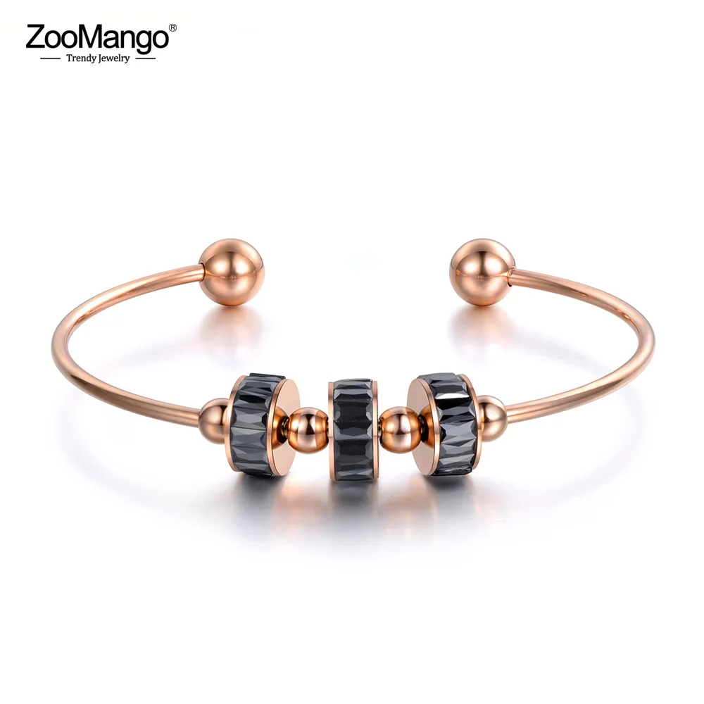 ZooMango романтические браслеты из нержавеющей стали с черно белым кубическим