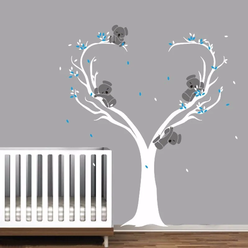 

Custom Cute Koalas on Tree Vinyls Wall Decals Nursery Baby Wall Stickers Wall Decor Kids Room Decor Large Size 200x160cm A216