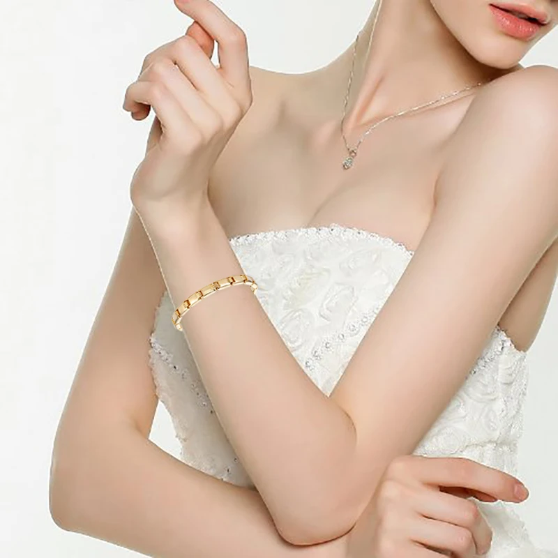 Эскалус Женский блестящий золотой браслет магнитный бесплатная доставка