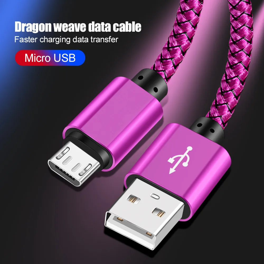 Нейлоновый кабель Micro usb для Honor 20i 8s 2 м 4 А быстрой зарядки и передачи данных Nokia 6 3 1