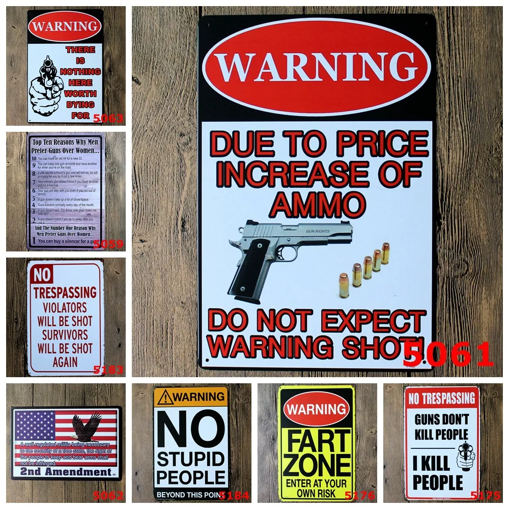 Металлическая Настенная Наклейка WARNINGA с принтом не убивающих людей Винтажный
