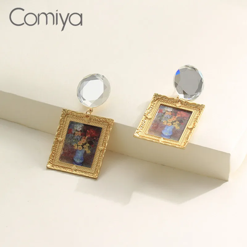 Женские Висячие серьги Comiya Винтажные с акриловой мозаикой геометрические