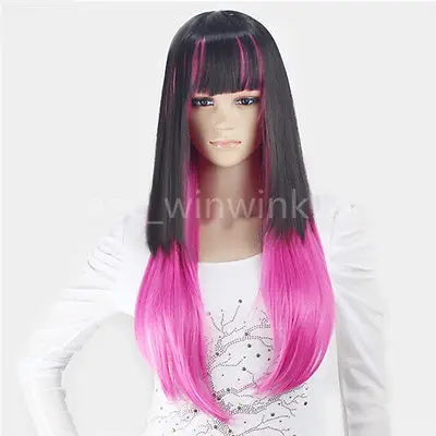 Горячая жаропрочных Партия волос&gt&gt&gt Новая Мода Розовый Микс Черный Короткие