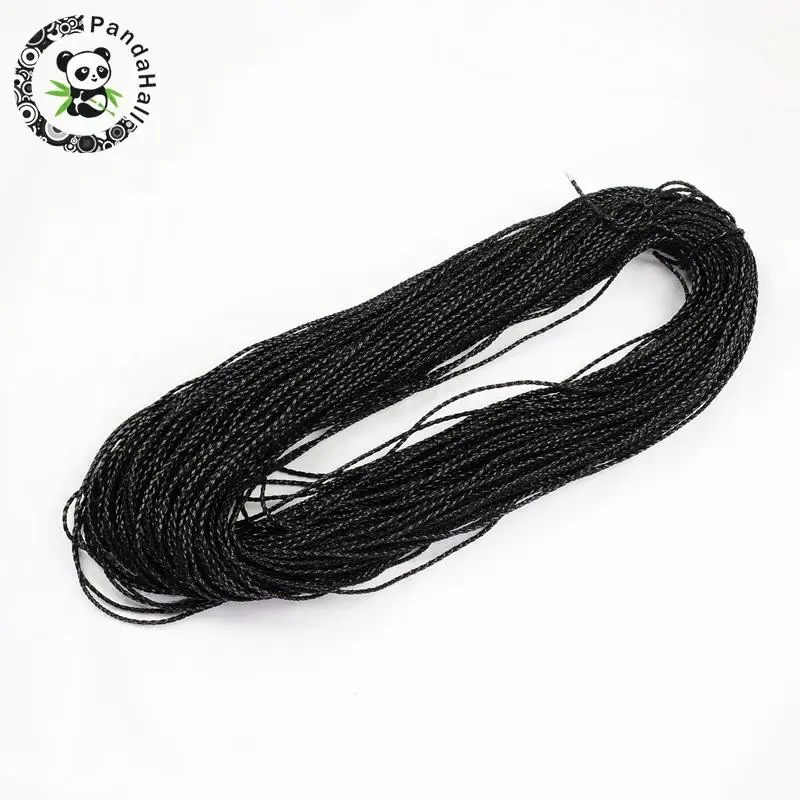 

Braided Imitation Leather Cords, Round Bracelet Findings, Black, 3x3mm