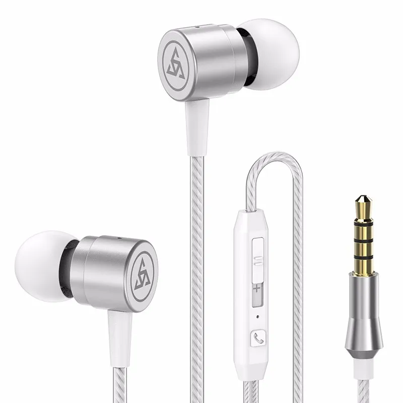 Mobile phone universal wired metal in-ear headphones subwoofer with microphone adjustable volume portable headset wire control w |
