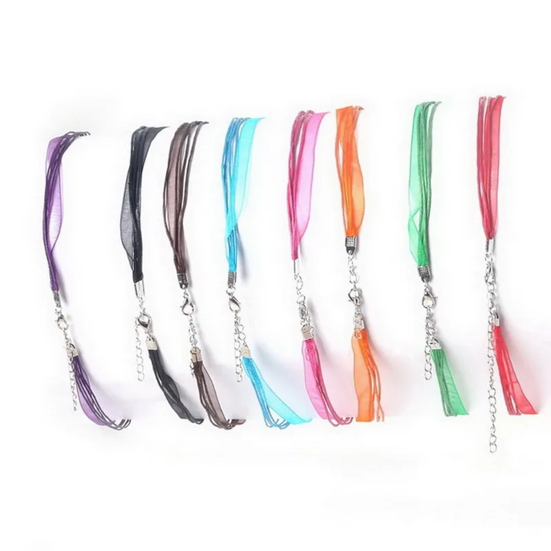 10 шт./лот модные ожерелья-подвески из органзы разных цветов шнуры с застежкой