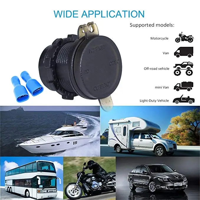 

Waterproof QC 3.0 Dual USB Charger Socket Power Outlet with Digital Voltmeter + Ammeter monitoring for Car Boat