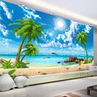 Фотообои на заказ, с изображением пальмового пляжа, Морского Пейзажа, для гостиной, телевизора, дивана, спальни