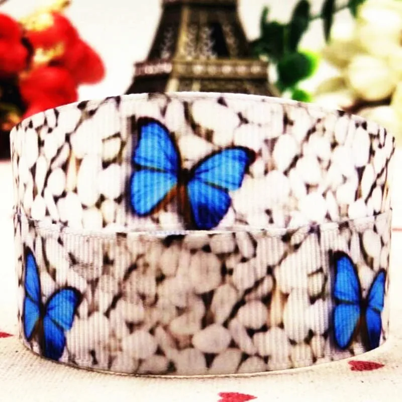 Лента для волос с рисунком бабочки синего цвета аксессуары лента упаковки своими