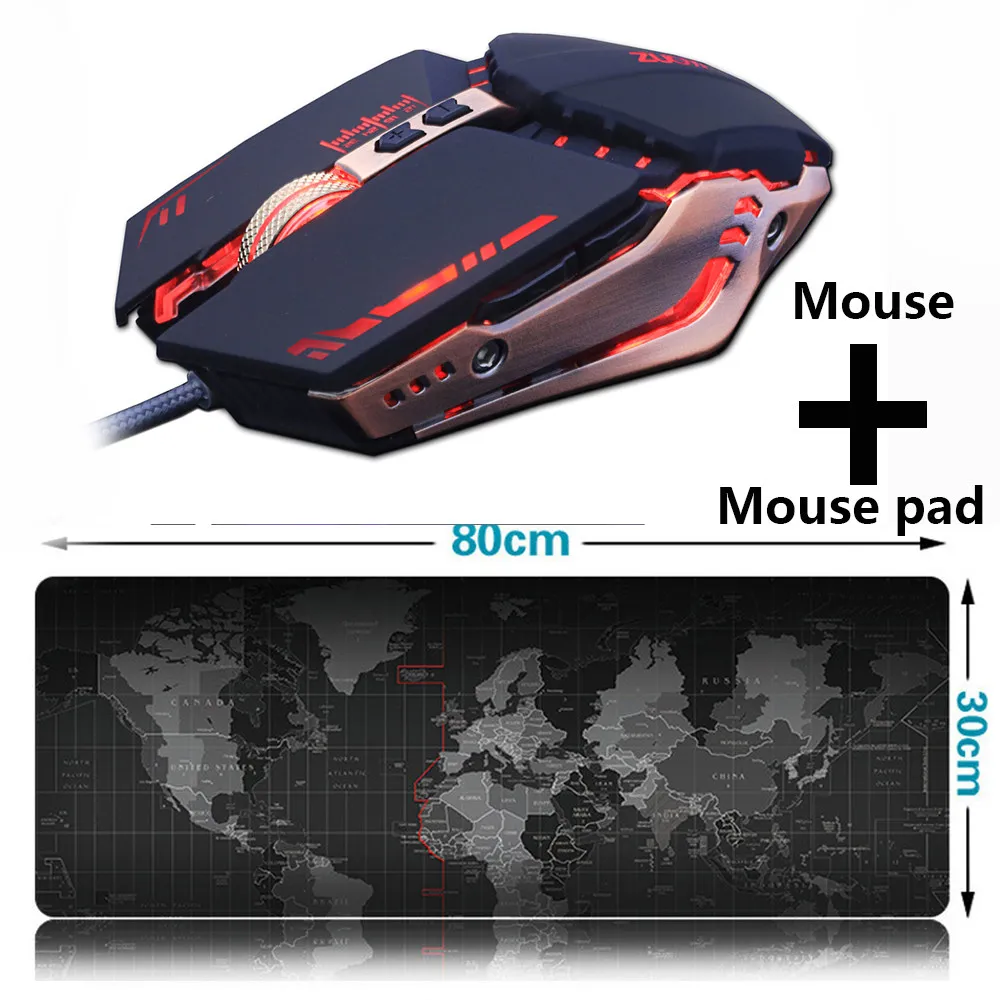 ZUOYA игровая мышь и большой коврик для мыши профессиональная геймерская мышь+ игровой коврик для мыши светодиодный оптический USB Проводная мышь для ноутбука - Цвет: MMR5 Black 800X300MM