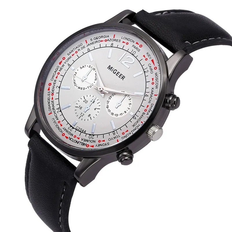 2018 мужские часы Ретро дизайн кожаный ремешок Аналоговый сплав кварцевые