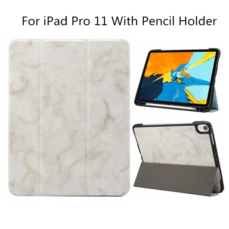 Умный чехол тройного сложения для iPad Pro 11 с держателем карандашей из