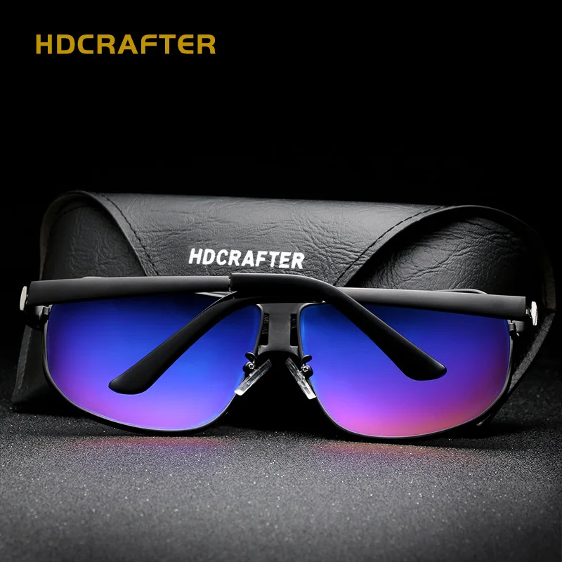 HDCRAFTER, мужские ретро поляризованные солнцезащитные очки, Ovesized, роскошные, брендовые, дизайнерские, с зеркальным покрытием, солнцезащитные очки для мужчин
