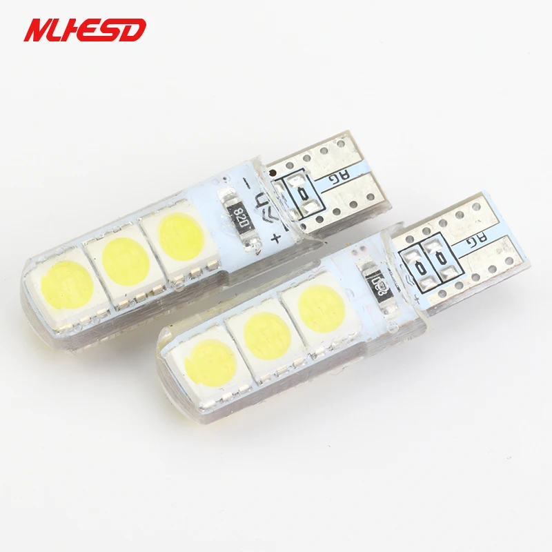 

2pcs Car LED T10 194 W5W DC 12V Canbus 6SMD 5050 Silicone shell LED Lights Bulb No Error Led Parking Fog light Auto Car styling