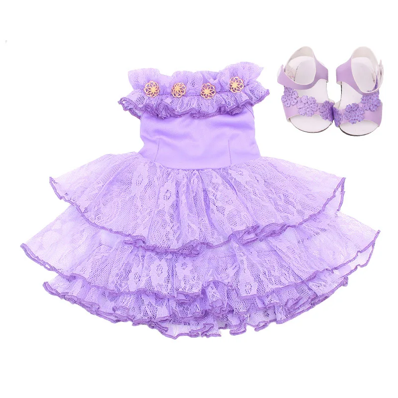 Purple 18 дюймов, с круглым вырезом, для девочек платье "Принцесса", "Белоснежка", "вечернее платье с американская новорожденного юбка Детские игрушки подходит 43 см для ухода за ребенком для мам, детские куклы, c396 - Цвет: Purple