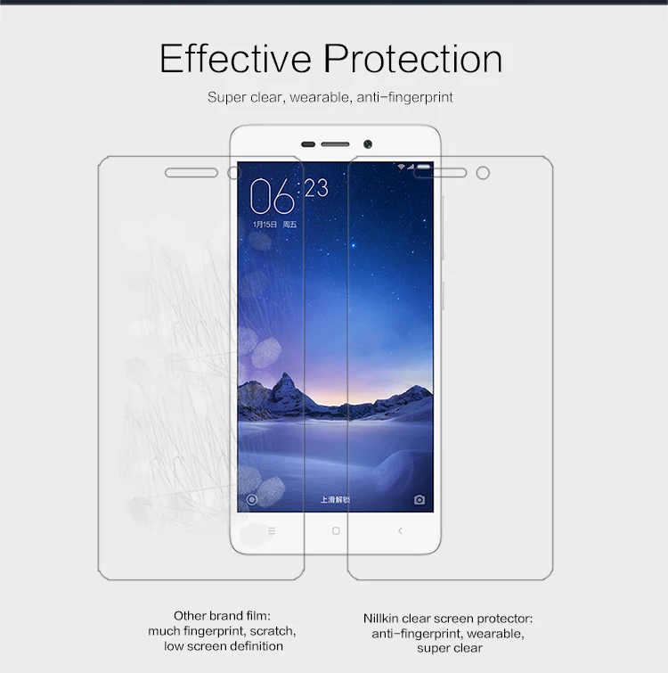 2 шт./лот Защитная пленка для экрана Xiaomi Redmi 3 / Pro 3s NILLKIN кристально прозрачная