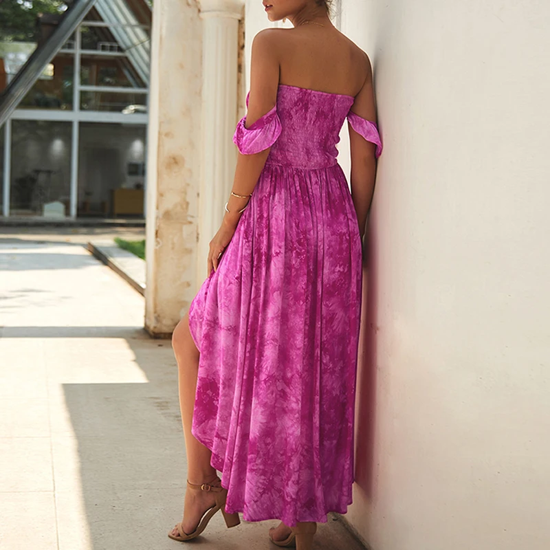 Женское пляжное праздничное платье с открытыми плечами Boho сексуальное цельное