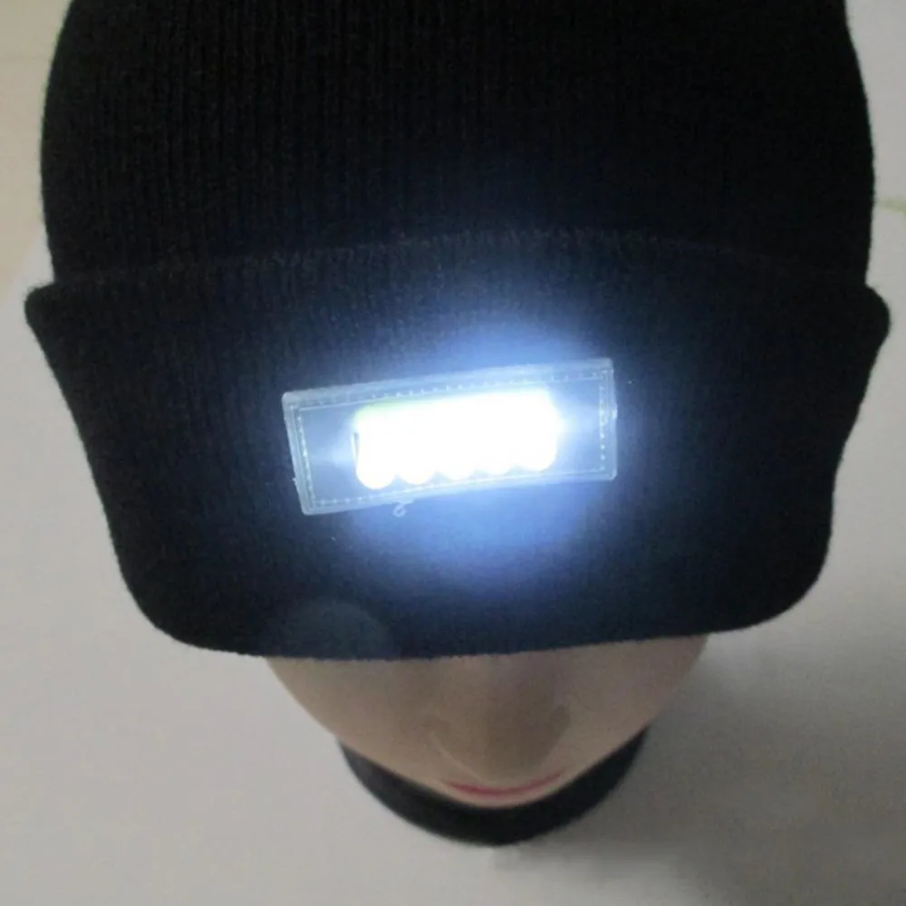 5 светодиодный светильник, шапка, теплые зимние шапочки Gorro, для рыбалки, рыбалки, кемпинга, черные шапки, вязаная шерстяная шапка, мода
