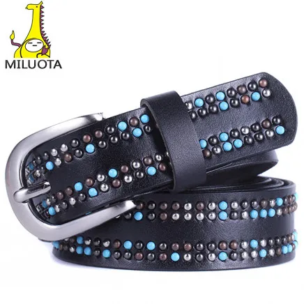 мода 100% натуральная кожа ремень женский перл украшения металлический штырь