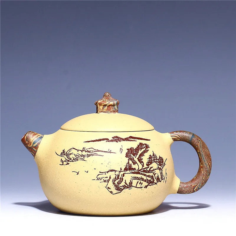 

260ml Authentic Yixing purple clay Zisha tea pot Hand-Painted teapot pu'er tea black tea gift Wholesale Free shipping
