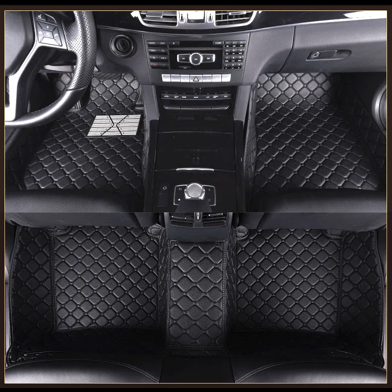 All Black Пользовательские автомобильные коврики для Mercedes Benz C class W201 W202 W203 W204 W205 AMG C43 C63 аксессуары для стайлинга автомобилей коврики Ковры - Название цвета: All Black