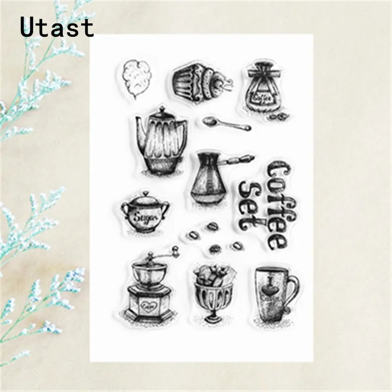 Кофейные зерна чашки прозрачный силиконовый штампы/прозрачный резиновый штамп