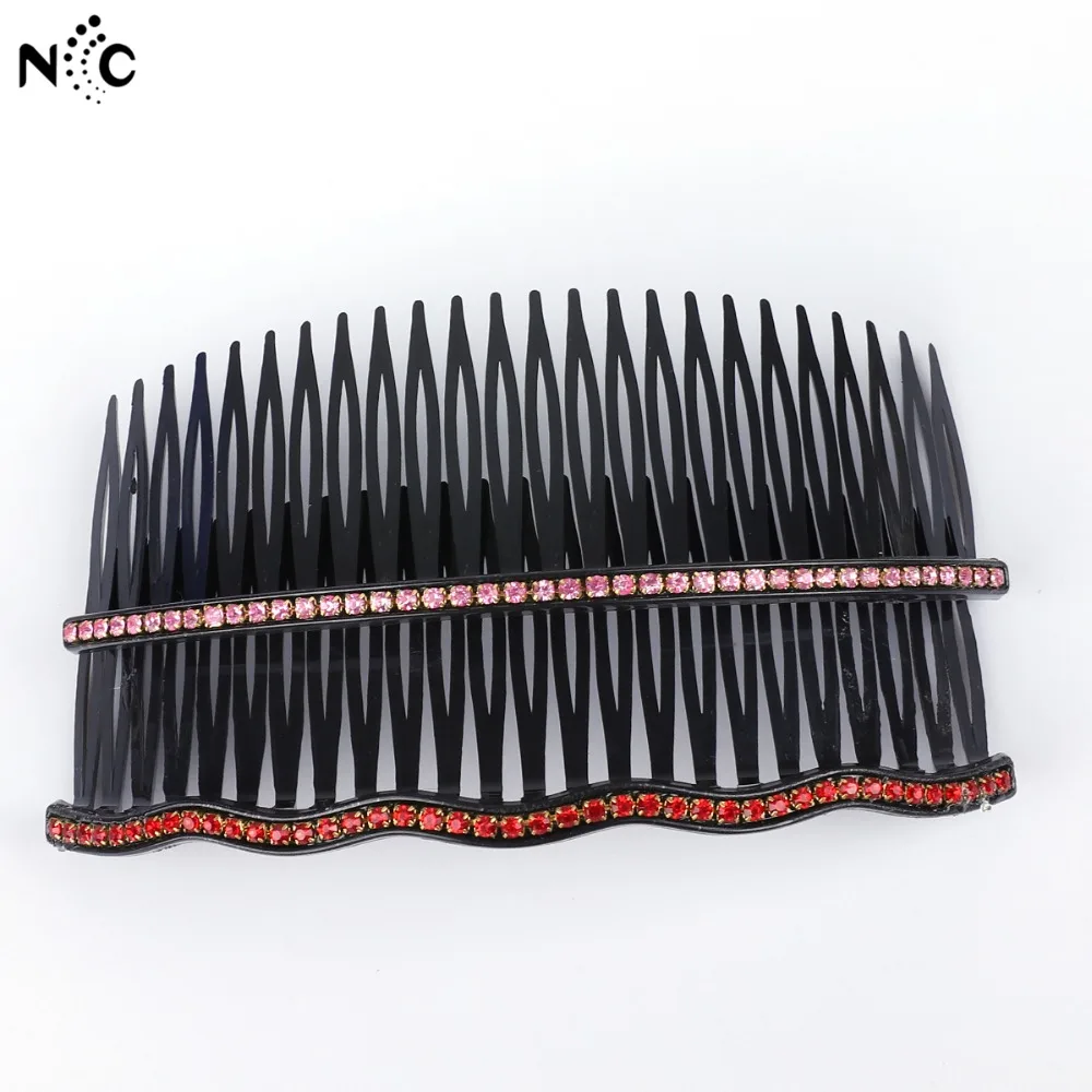 1PC Random Color Wavy Straight Line Rhinestone Hair Comb Clips Barrettes Claw For Women Hairgrips Accessories |