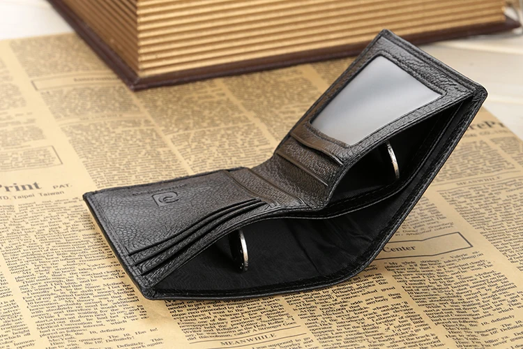 JINBAOLAI Simple Men Wallets Leather Genuine Card Holder Wallet Solid Short Male Purse Business Brand Wallets for men carteira