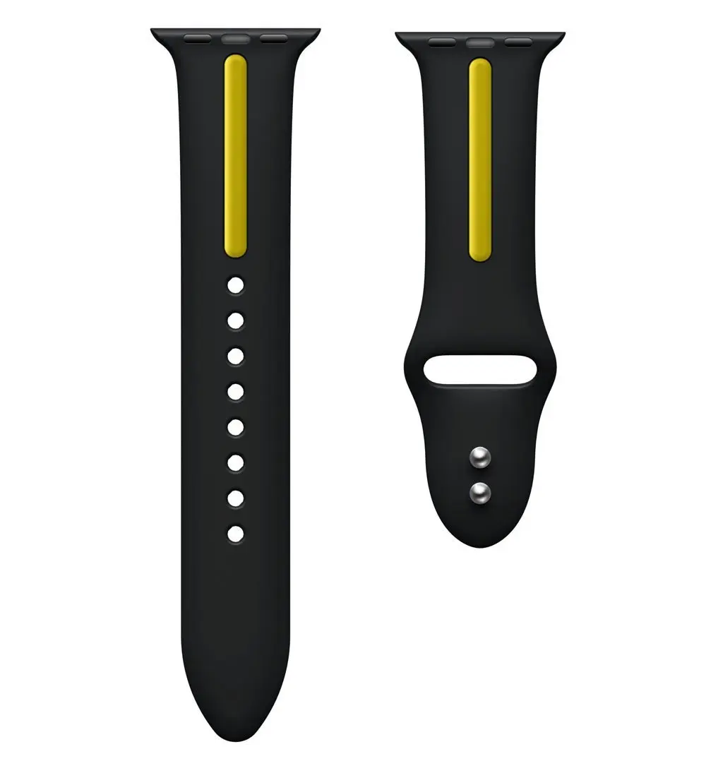black-yellow Мягкий силиконовый сменный спортивный ремешок для Apple Watch 38 мм 42 мм браслет на запястье для Apple Watch серии 5 4 3 ремешок 40 мм 44 мм - Цвет ремешка: black-yellow