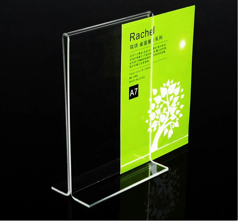 Акриловые настольные держатели для вывесок Т-образная вставка прозрачные отелей