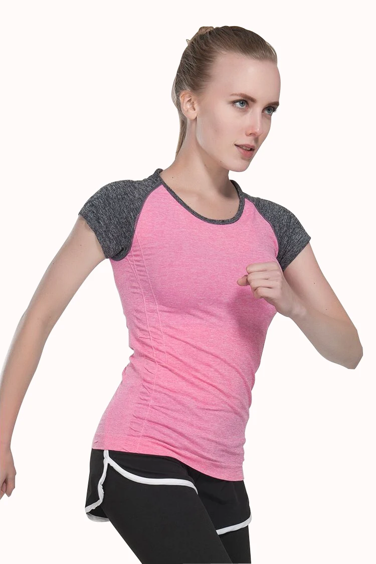 

Patchwork Stretch Slimming Workout Running T-shirts For Sport Fitness Yoga Tops Women Gym Top Yoga Shirts Female Sport Jerseys
