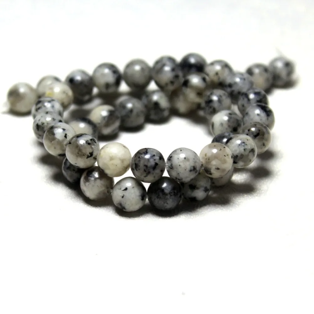 Оптовая продажа круглые свободные 6/8/10 мм белые каменные бусины в горошек для