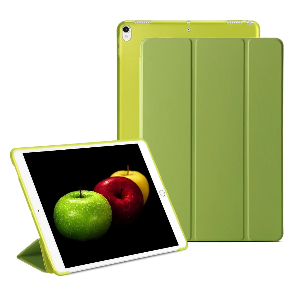 Green Чехол для iPad Pro 10,5 чехол ПУ; кожа; Силикон Мягкая задняя Фолио-подставка полупрозрачный смарт-чехол для iPad 10,5 дюймов авто сна - Цвет: Green