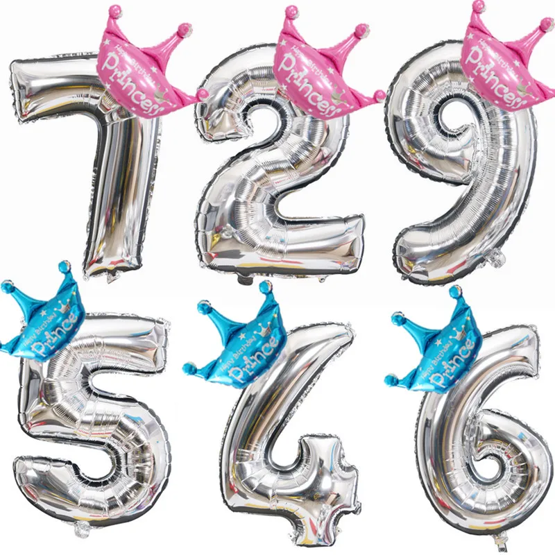 Корона 32/40 дюйма фольга воздушные шары для детей 1 2 3 4 5 6 7 8 9 лет Детские дня