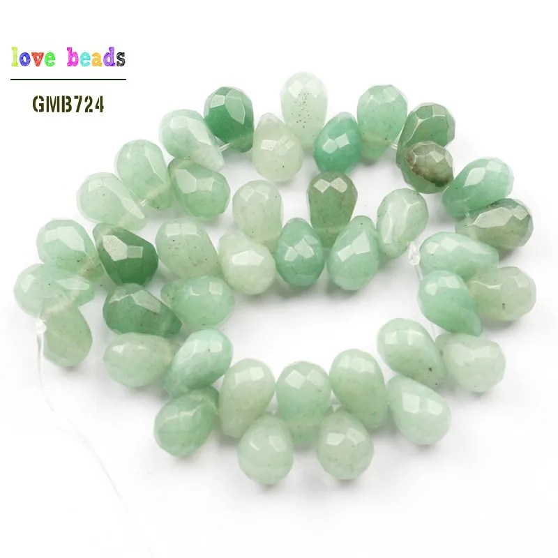 aventurine Натуральный граненый камень Бусины Синий Песок индийские Агаты Howlite прозрачный кварц капли воды бусины 8*12 мм DIY браслет 40 шт Бусины - Цвет: aventurine
