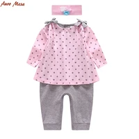new baby girls polka l romper with hairband 100 cotton cute baby pink infant jumpsuits