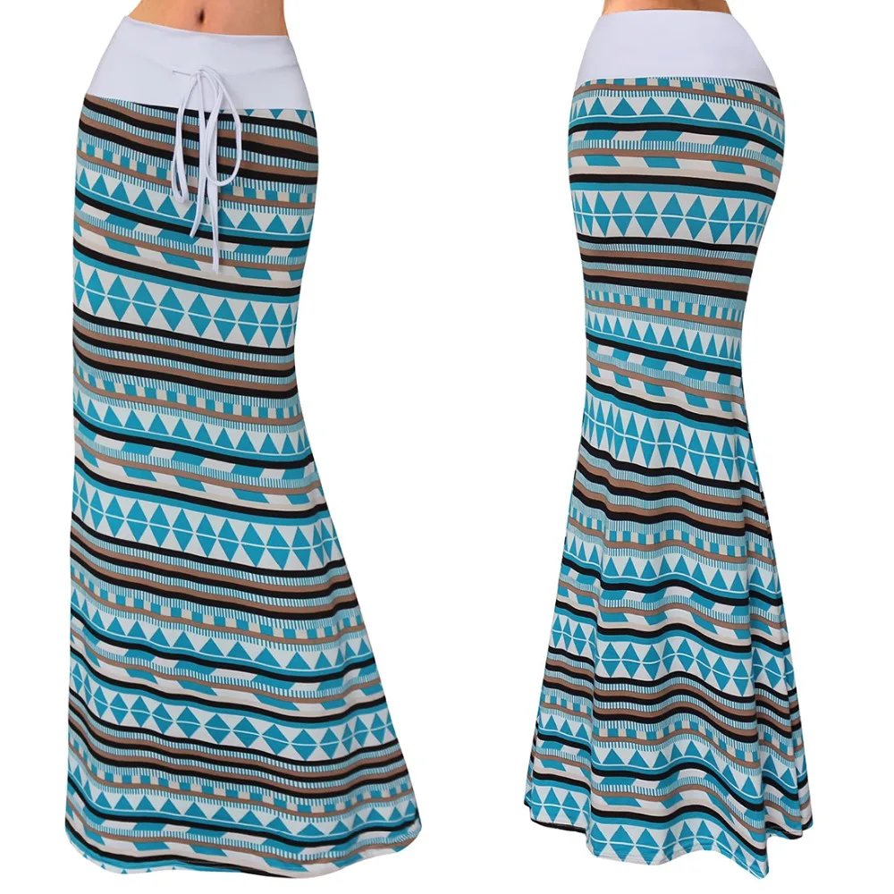 

2018 Graphics Print Long Skirts Women Plus Size Woman Summer Skirt 2018 Maxi Vintaga Slim High Waist Skirt Faldas Largas