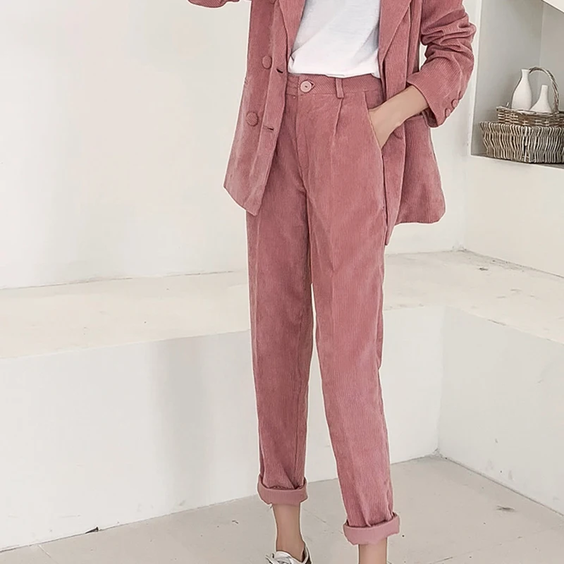 Bella Philosophy high street двубортный вельветовый Блейзер брюки теплая куртка Офисная