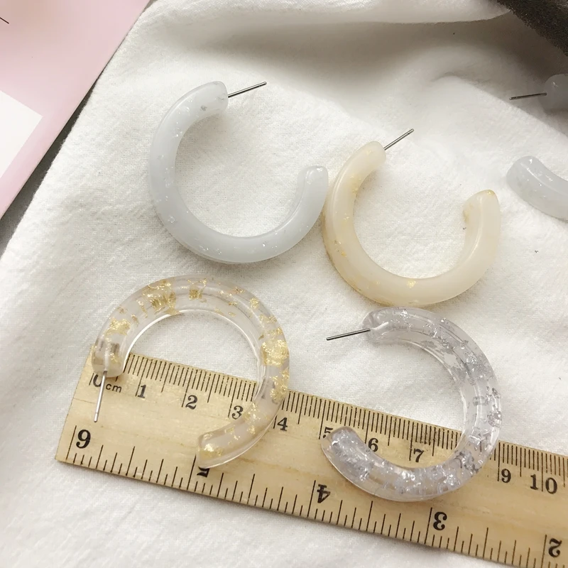 

Simple C Shaped Fashion Resin Glitter Sweet Stud Earring