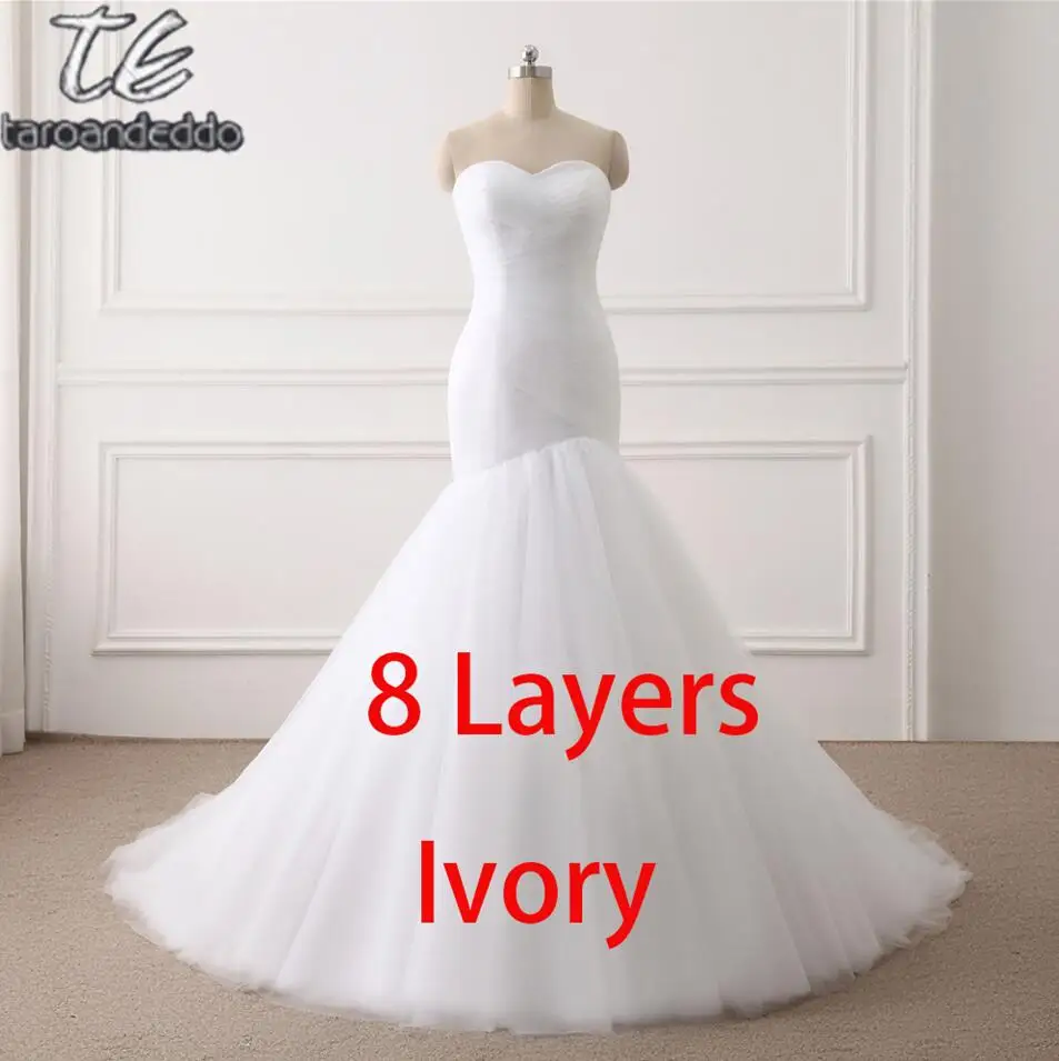 Ivory 8 layers Tulle Новое поступление 8 слоев Ruched Тюль Русалка свадебное платье кружево до белый/цвета слоновой кости платья для свадьбы свадебные платья Лидер продаж - Цвет: Ivory 8 layers Tulle