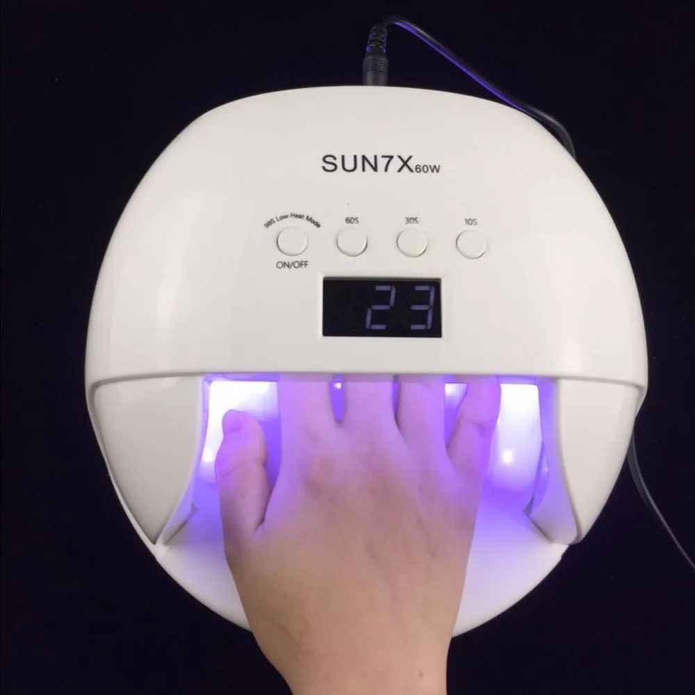 SUN 7X 60W Профессиональный светодиодный УФ свет для лака ногтей белый Ledlamp Nagels 30