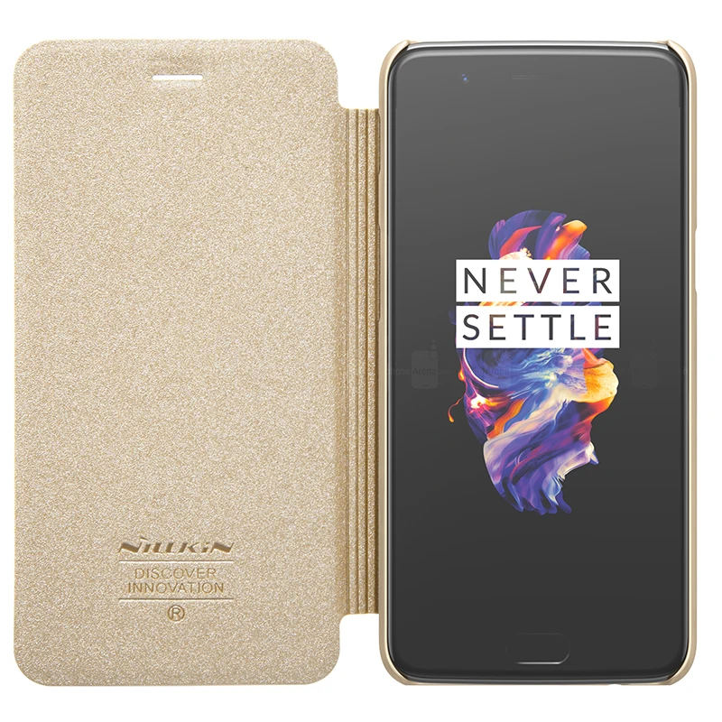 Чехол бампер Для One Plus 5 5.5 дюймов Nillkin Sparkle Искусственная кожа Смарт проснуться