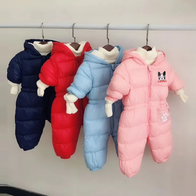 Детский комбинезон для новорожденных теплый однотонный с капюшоном мальчиков и
