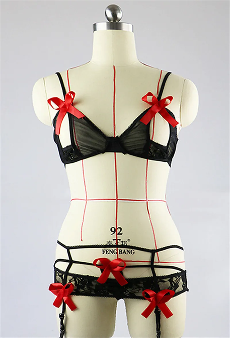 Эротическое женское нижнее белье открытый бюстгальтер сексуальное комплект